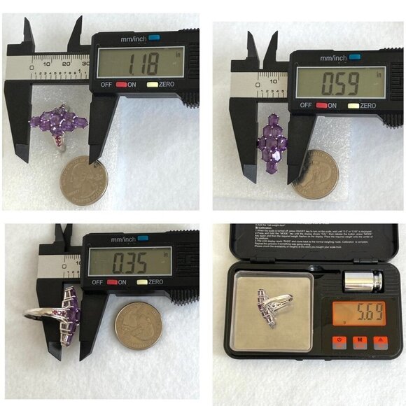 Sterling Silver 925 STS Multi Gemstone Amethyst & Garnet Statement Ring Sz 9 - Picture 10 of 16